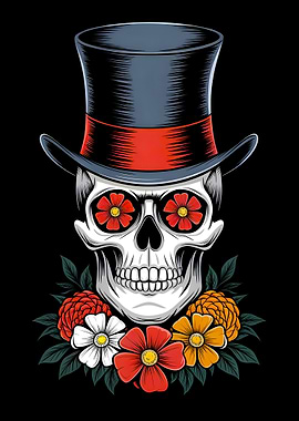 Skull with Flower