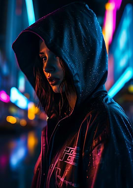 Cyberpunk Woman in Neon City