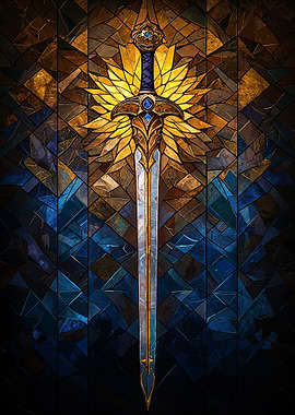 Golden Sword Stained Glass
