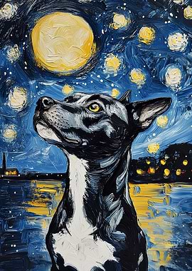 Dog in Starry Night