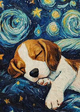 Beagle Puppy Starry Night