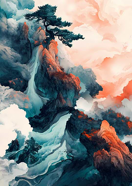 Mountain Dreamscape Landscape Bonsai Clouds