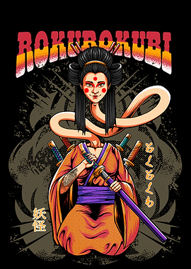 Yokai Rokurokubi Geisha Warrior