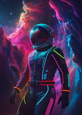 Astronaut in Neon Space