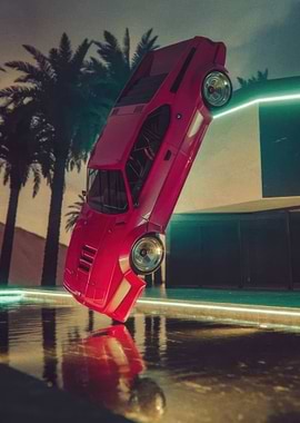 Pink Car Upside Down