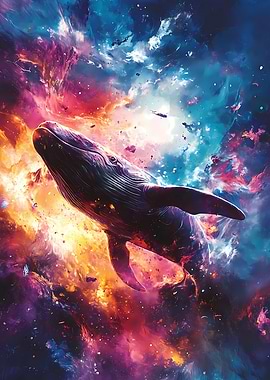 Whale in Space Neon