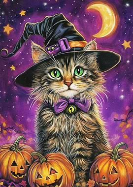 Halloween Witch Cat