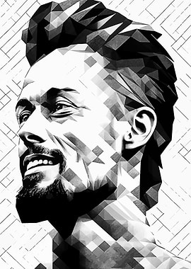 Smiling Man in Geometric Style