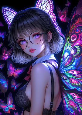 Anime Girl with Butterfly Wings