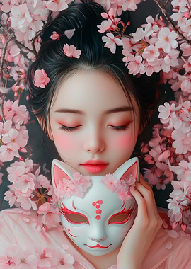 Kitsune Mask and Cherry Blossoms