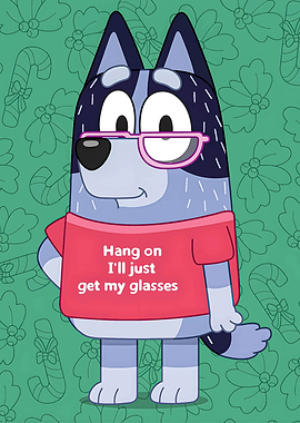 Bluey Dog Wearing Glasses