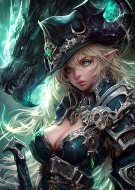 Elf Warrior with Dragon