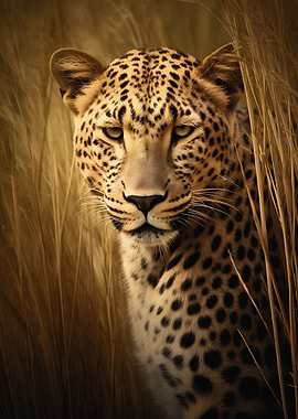 Leopard Cheetah in Tall Grass
