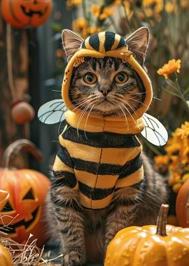Cat in Bee Costume