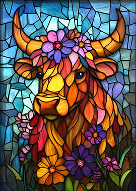 Stained Glass Bull