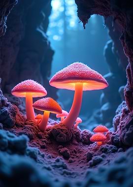 Glowing Forest Mushrooms
