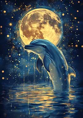 Dolphin Under Moonlight