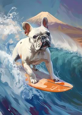 French Bulldog Surfing