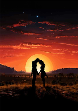 Silhouette Couple Sunset