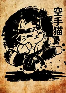 Karate Cat Illustration