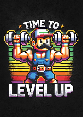 Level Up Video Game Gamer Gym Workout Gaming Fitness Lifting