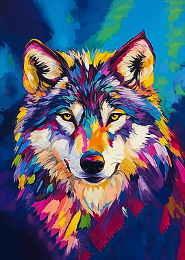 Colorful Wolf Portrait