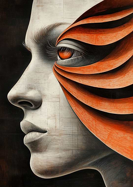 Abstract Portrait with Orange Veil