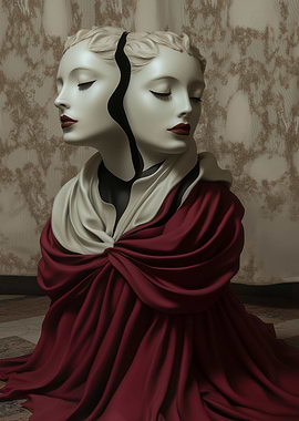 Surreal Split Bust Sculpture