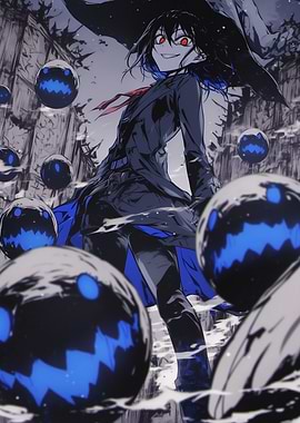 Anime Witch with Floating Spirits