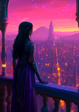 Fantasy Cityscape at Sunset