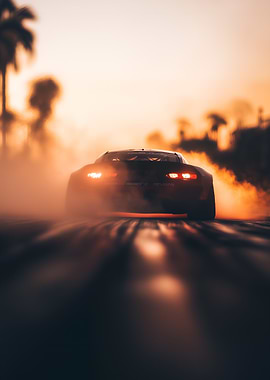 Sports Car Sunset Drift