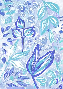 Blue and White Floral Jungle