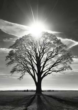 Silhouette Tree and Sun