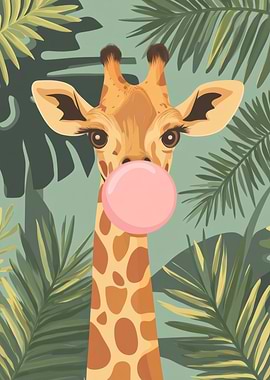 Giraffe with Bubble Gum