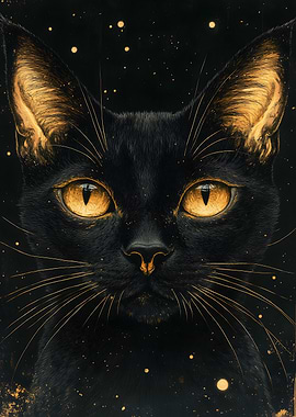 Black Abyssinian Cat with Golden Eyes