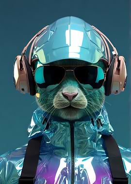 Cat DJ with Headphones