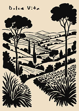 Italian Landscape Silhouette