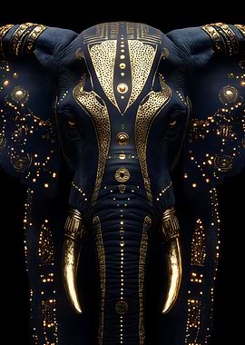 Golden Elephant Portrait