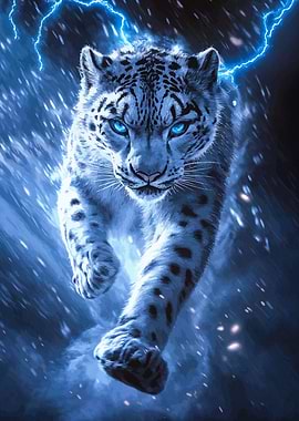 Snow Leopard with Lightning
