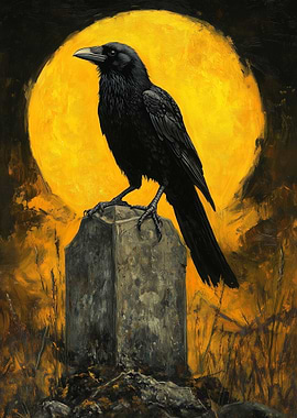 Raven on Tombstone