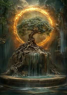 Mystical Tree with Fire Ring