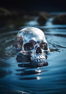 Silver Skull in Water