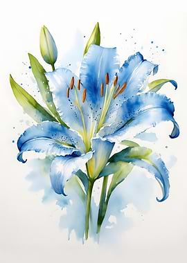 Blue Lily Watercolor