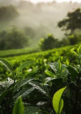 Rain on Tea Plantation