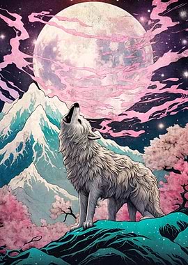 Wolf Howling at the Moon