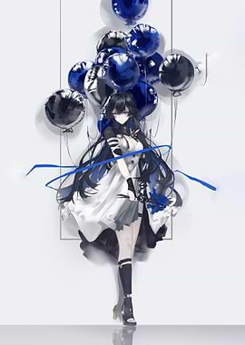 Anime Girl with Balloons