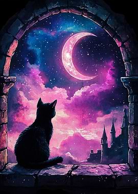 Black Cat Moonlit