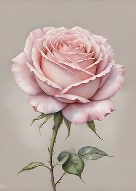 Watercolor Pink Rose Painting