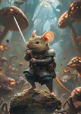 Mouse Warrior in a Fantasy Forest