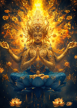 Golden Goddess in Lotus